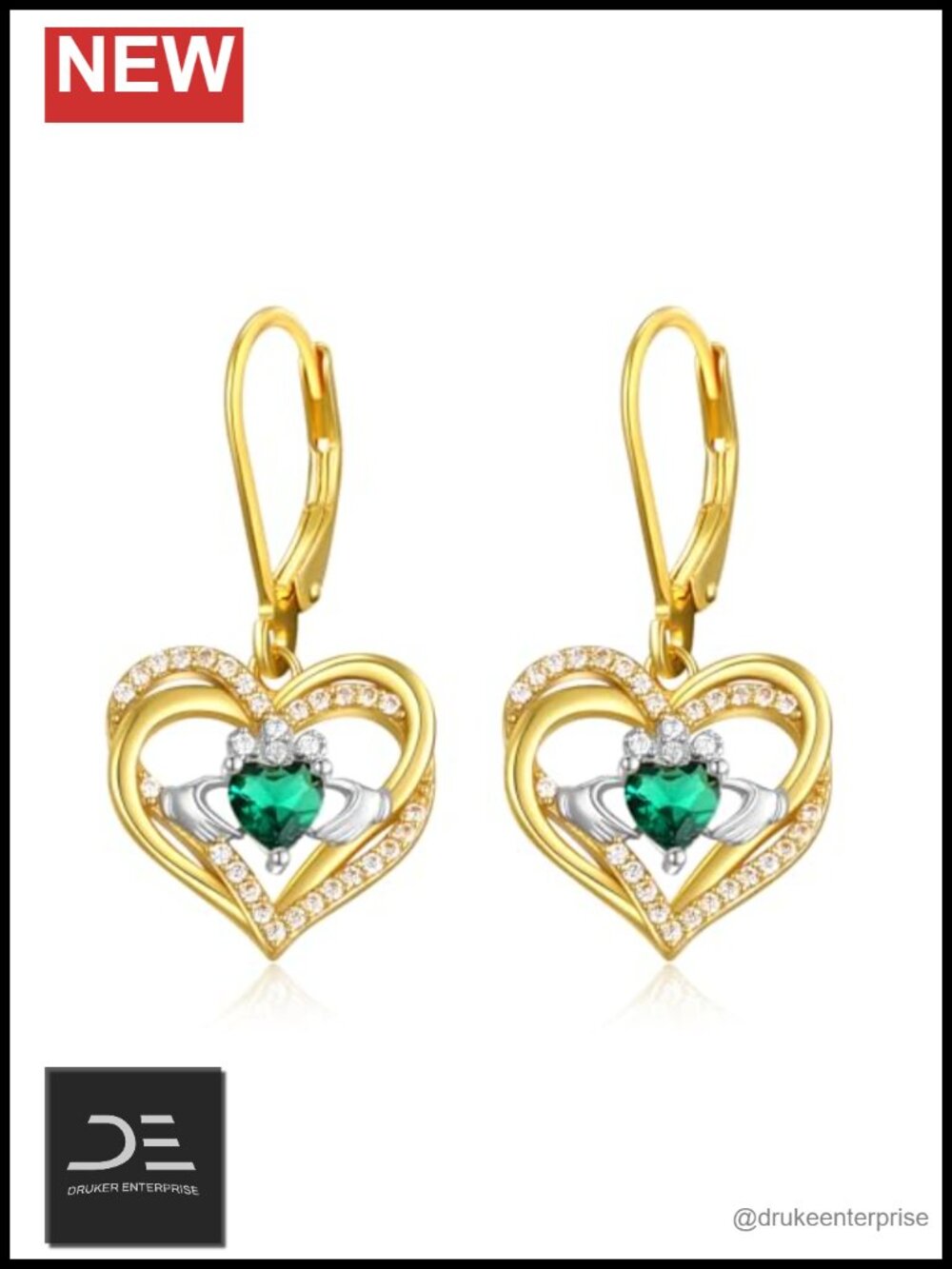 925 Sterling Silver Claddagh Earrings Women Drop Dangle Irish Jewelry